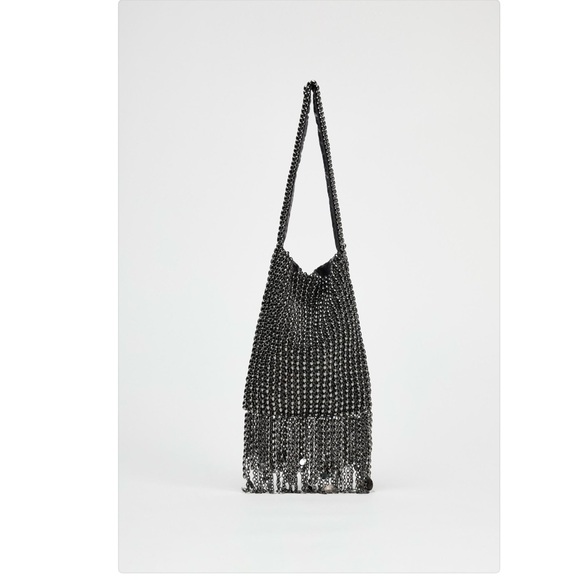 New - Zara SHOULDER BAG WITH METAL APPLIQUÉS GREY | 6651/410/802 - Picture 12 of 16